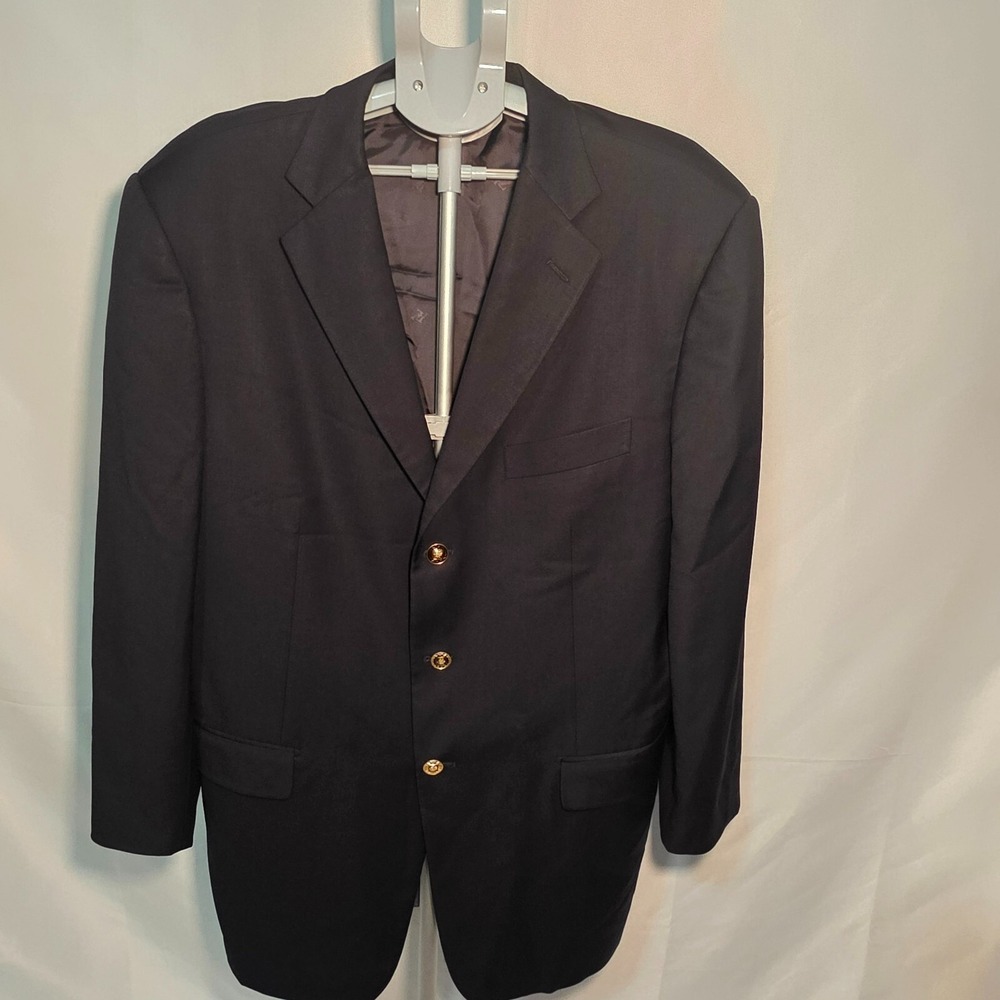 Pal Zileri Men's Dark Navy Blue Wool Blazer 100% Virgin Wool Made in Italy‎